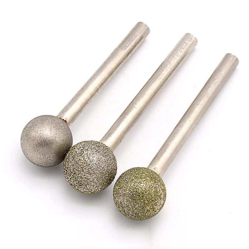 1PCS 6-35mm Ball Diamond Grinding Head Needle Bits Burrs Engraving Carving Tool 6mm Shank Grinding Bit Polishing Tool