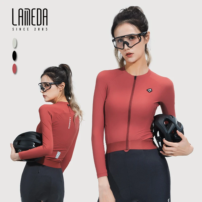 Lameda Cycling Jersey Women Upf50+ Long Sleeves Spring Summer Tight Cycling Jersey High Elasticity Breathable Jersey