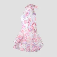 Chic Floral Printed Mini Dress Backless Sleeveless Hem Stacking Dresses Sweet A Line Vestidos 2025 New Lady Party Club Clothing - Image 2