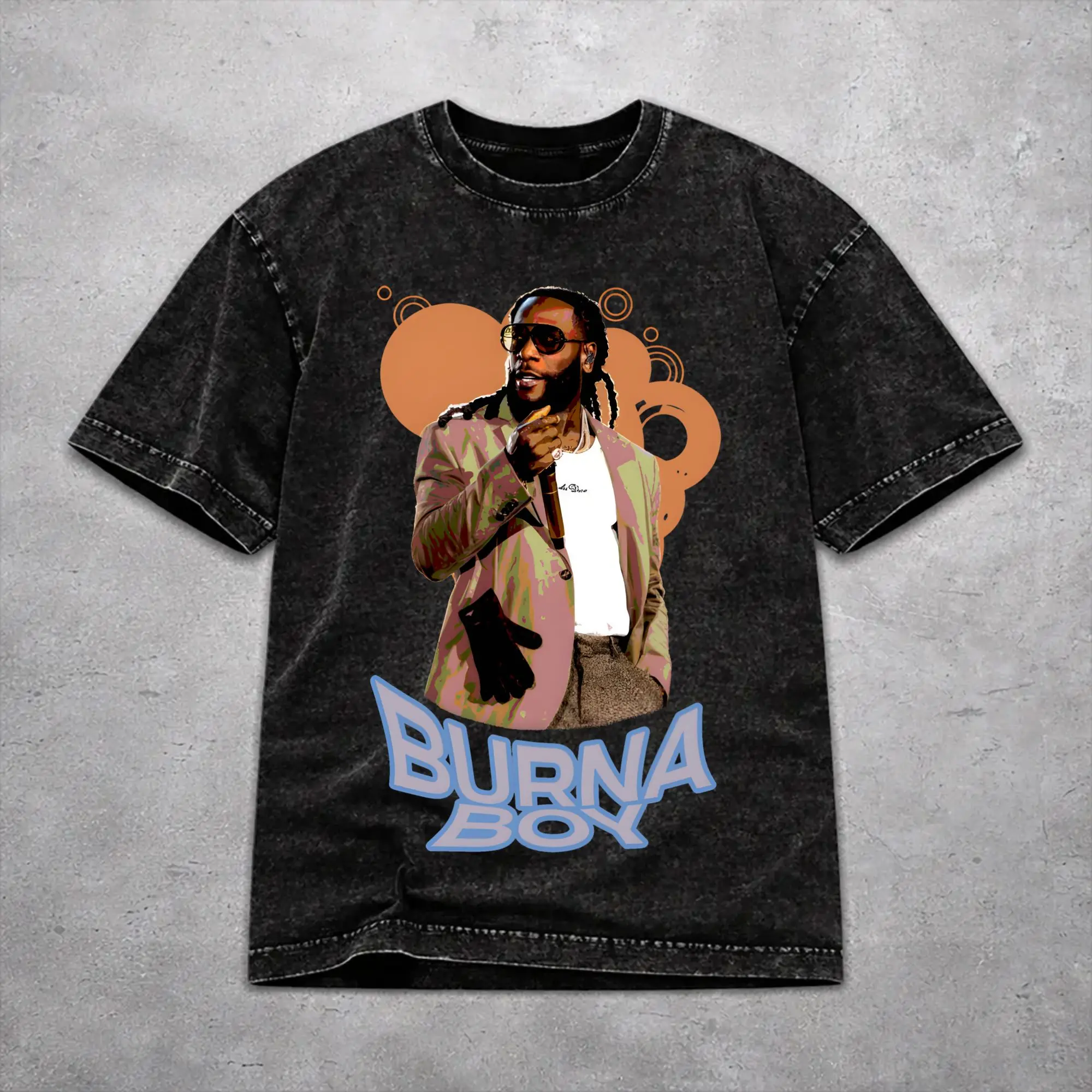 Harajuku Burna Boy Singer Apparel T-Shirts for Men Women  Cotton Washed Tee Shirt Clothes