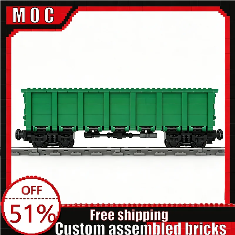

675 Parts US Style 4 Axle Open Freight Wagon Building Blocks Brick Educational DIY Assembly Toy Creative Birthday Christmas Gift