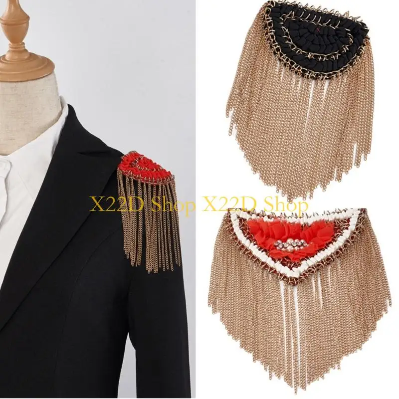 

X22D металлические кисточки с бахромой наплечные эполеты для женщин и мужчин, униформа, украшение