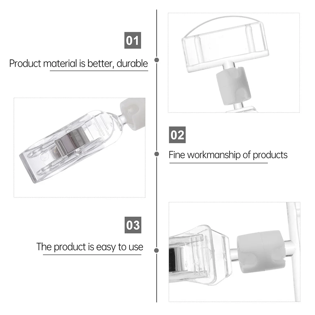 7Pcs Label Holder Display Stand 360 Degree Rotatable Acrylic Price Tag Clip for Desk Shelf Market Sign Advertising Rack