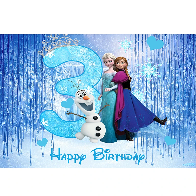 Frozen Theme Princess Elsa Anna Girls Birthday Party Backdrop Ice Winter Photography Backgrounds For Photo Studio Custom