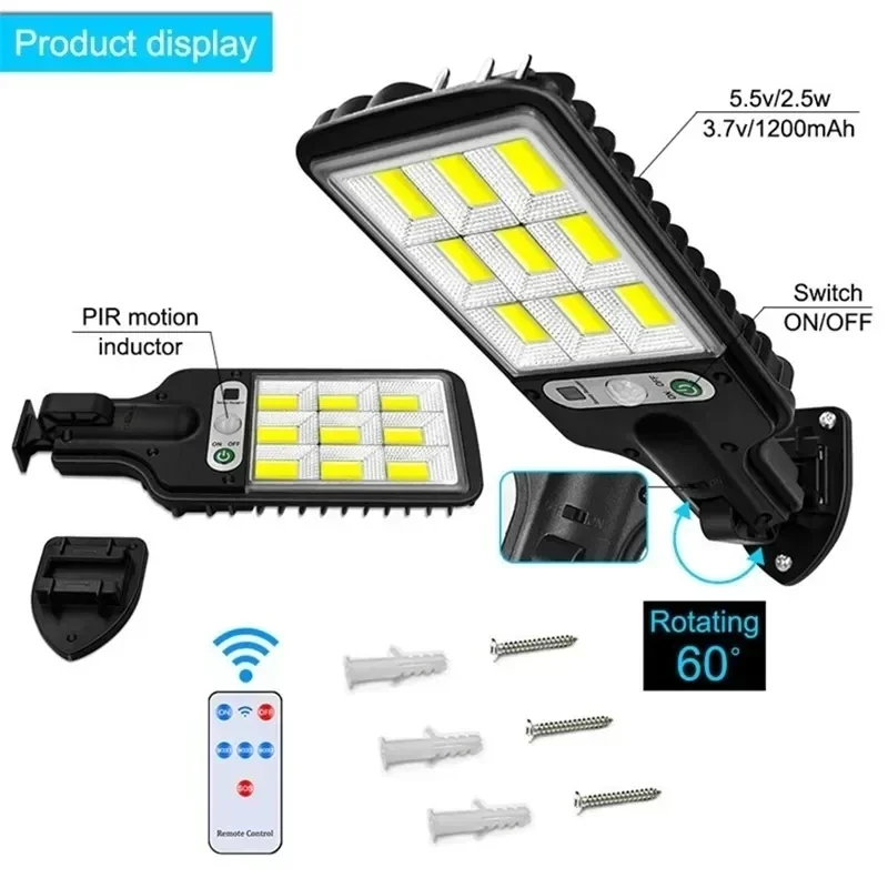 Potente Lámpara Solar LED para Exteriores, Lámpara de Pared para Patio, Recargable, con Sensor de Inducción, Luz Solar para Jardín, Terraza, Puerta de Garaje, Iluminación de Calle