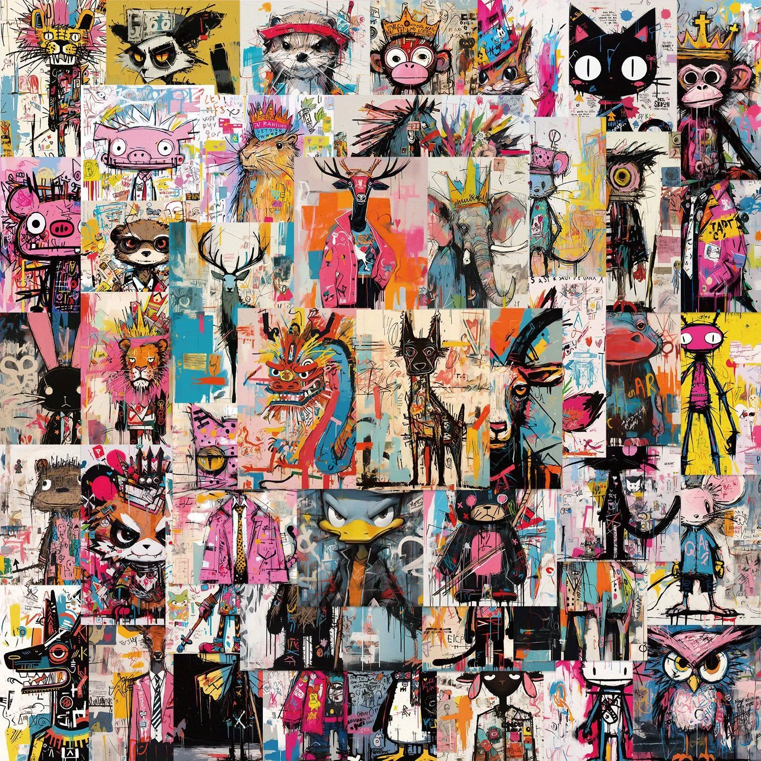50 Stück Basquet Style Crazy Art selbstklebende Graffiti-Aufkleber, geeignet für Handbücher, Gepäck, Helme, dekorative Aufkleber
