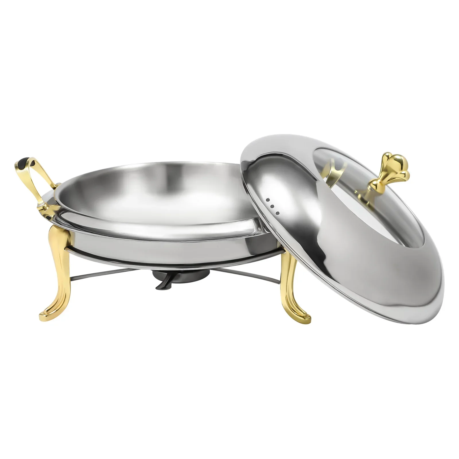 26cm Round Chafing Dish Stainless Steel Chafing Dish Buffet Chafer 2.5L Catering Chafers