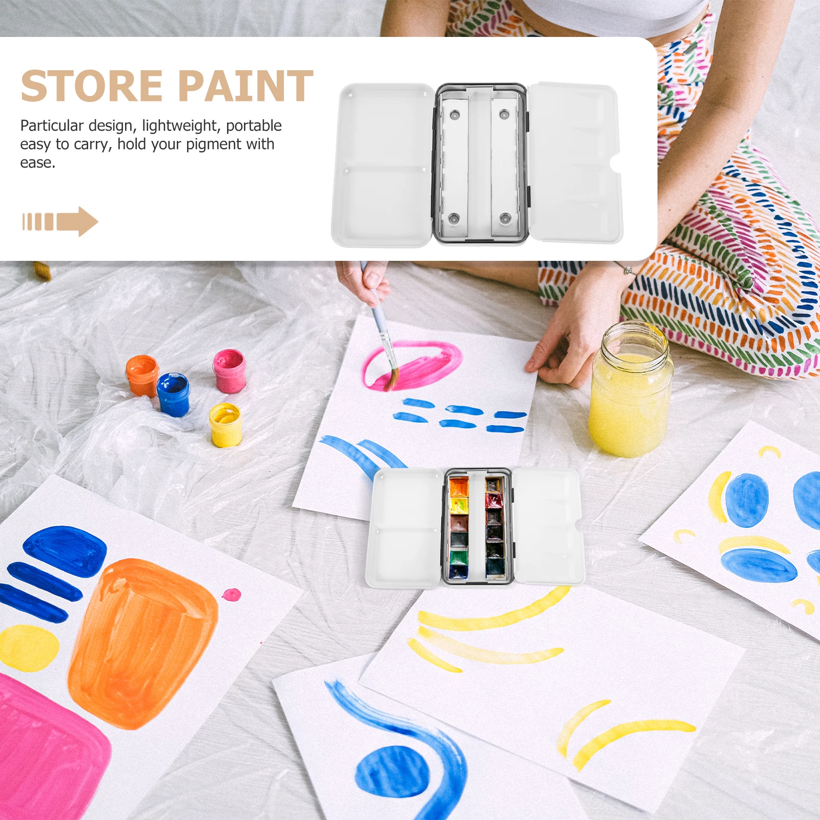 

Empty Watercolor Palette Metal Tin Storage Case for Paint Supplies Lightweight Portable Travel Painting Pigment Box