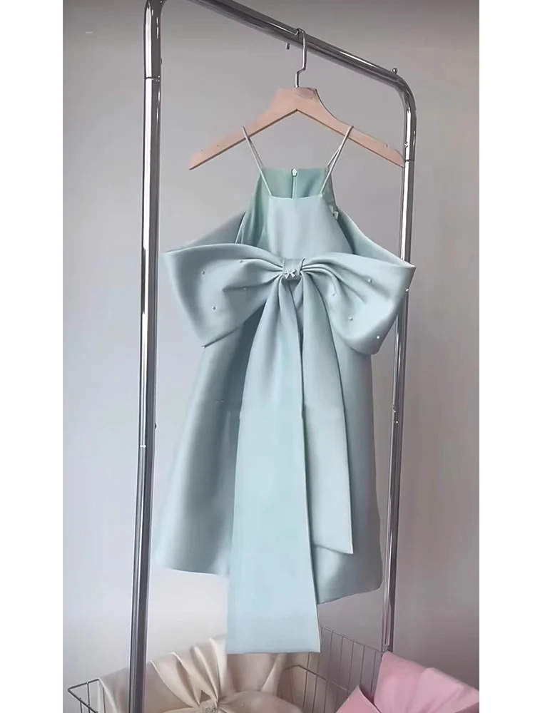 Beautiful Super Good-looking Off-the-shoulder Dresses Women's 2024 Summer Loose Thin Skirts Fashion Solid Color Princess Dresses