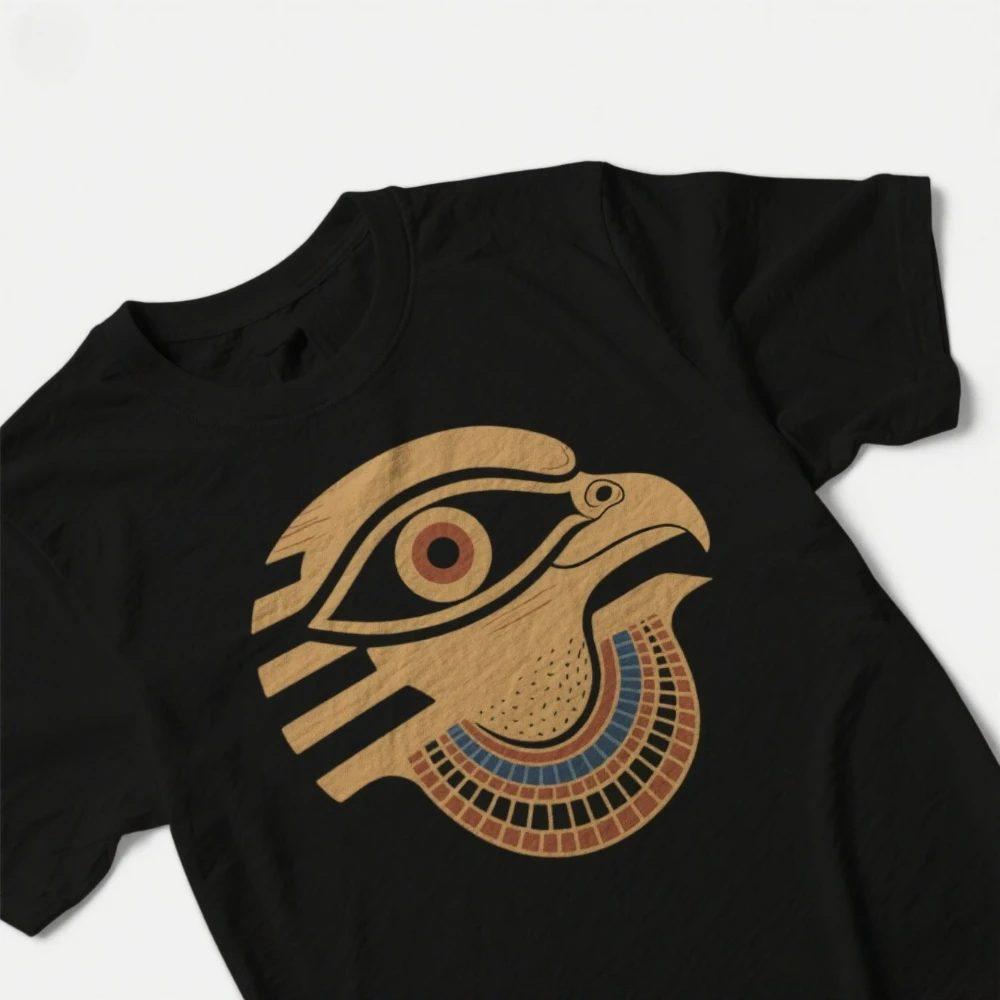 

Египетская археологическая футболка с орлом и воротником из 100% хлопка, круглая летняя повседневная мужская футболка с короткими рукавами, размер S-3XL