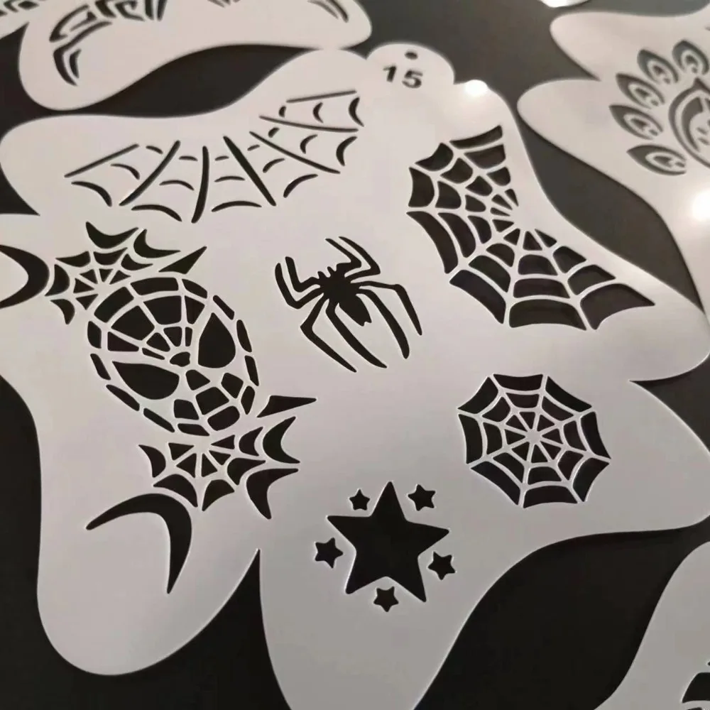 10 Stuks Nieuwe Kunststoffen Bodypainting Herbruikbare Tijdelijke Diy Stencils Tattoos Sjabloon Verf Sjabloon Halloween