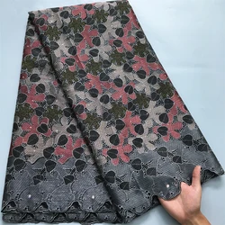 African Swiss Cotton Lace Fabric 2024 High Quality Swiss Voile Lace Nigerian Dry Lace Fabrics With Stones For Wedding Dress
