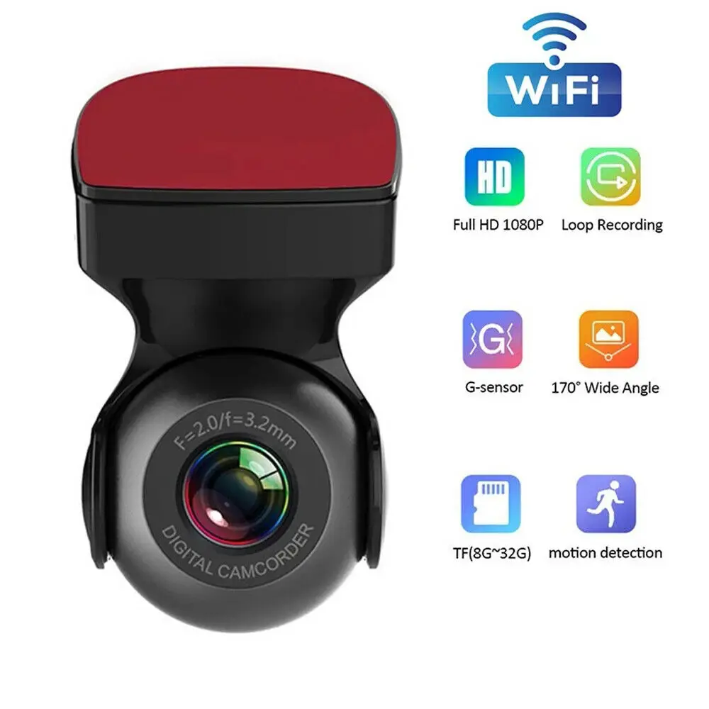 AMPrime Dashcam Recorder 170° WiFi Car Driving Recorder HD 1080P Night Vision Hidden Car DVR ADAS Loop Recording Parking Monitor