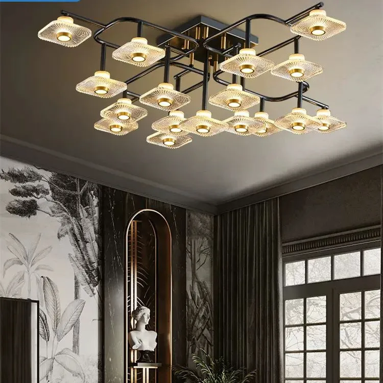 

Полностью медный светильник, роскошный геометрический кристалл, потолочный светильник для гостиной, современный скандинавский дизайнерский светильник для защиты глаз, светильник для столовой