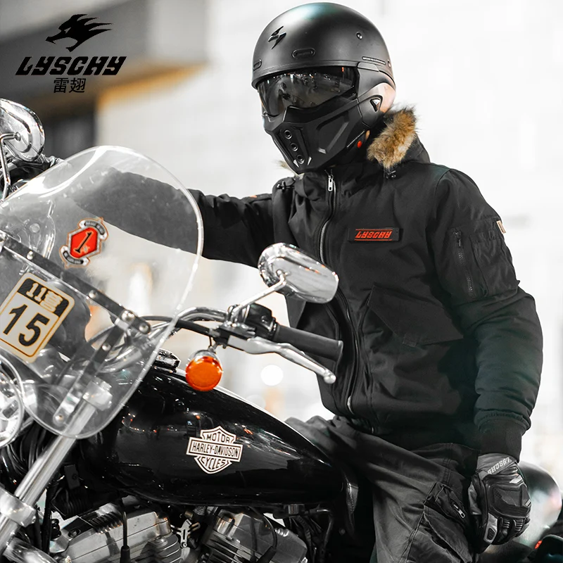 

LYSCHY Winter Riding Clothing with Cotton Lining Warm Windproof Jacket Built-in CE Protector 5 Pieces Motorcycle Riding Jacket