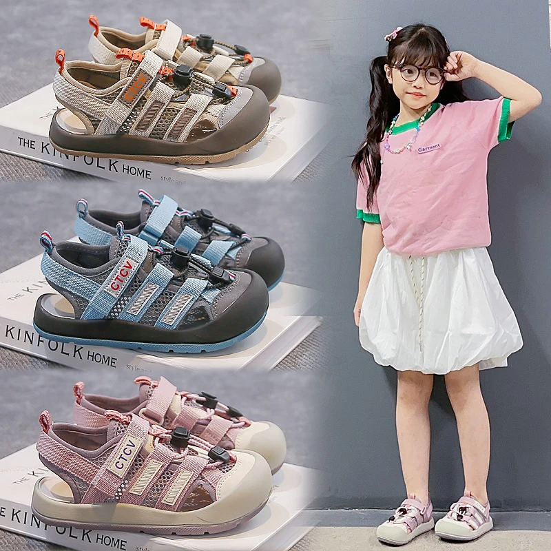 

Trendy Children Sport Sneakers Summer Air Flow Mesh Cushioned Insole Anti-slip Sole Footwear for Boys Girls Outdoor Activities