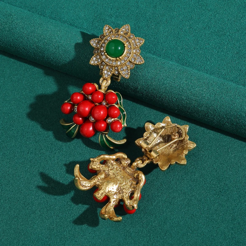 

Винтажные серьги-подвески из агата, красные и зеленые, в форме граната, дизайнерские, для женщин, подарки на выпускной, тренд 2026 года