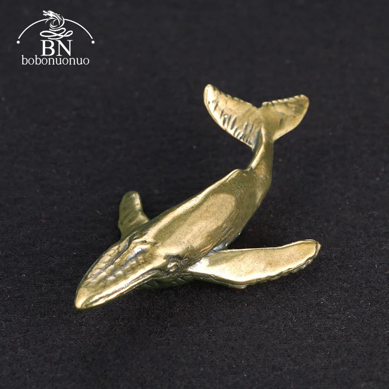 Solid Brass Whale Figurines Vintage Sea Animal Small Statue Desktop Ornaments Office Decorations Crafts Accessories Child Gifts
