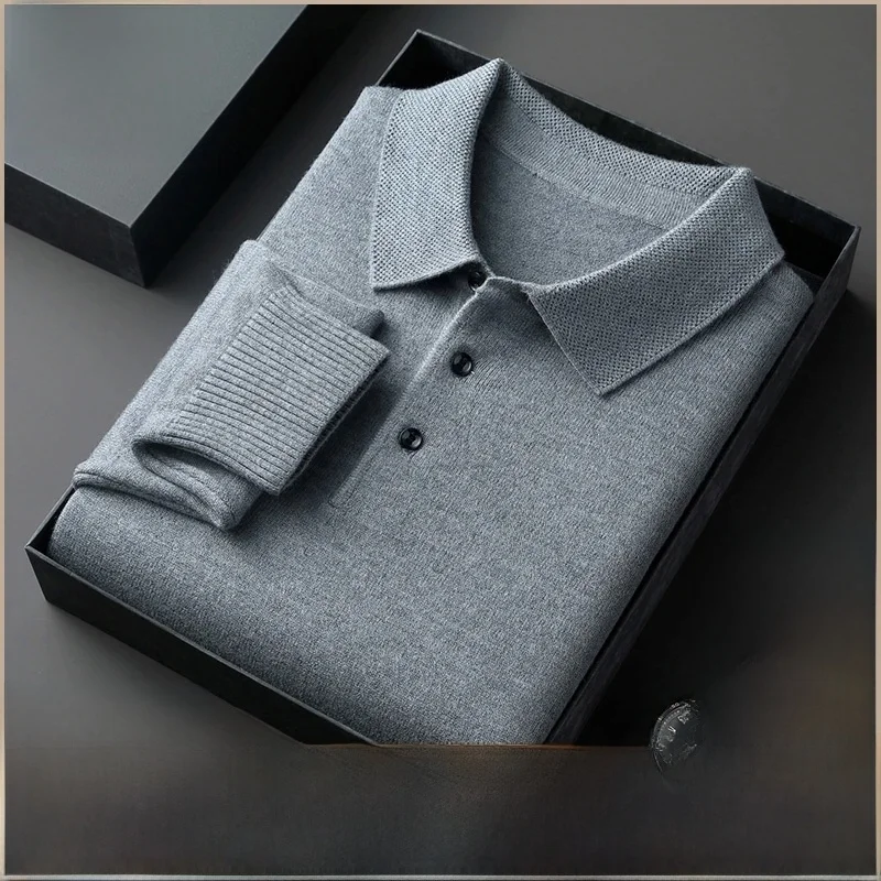 بيير كاردان الرجال Thiened الصوفية طويلة Sve irt محبوك سترة Busin عادية Sle الخريف الشتاء وصول جديد