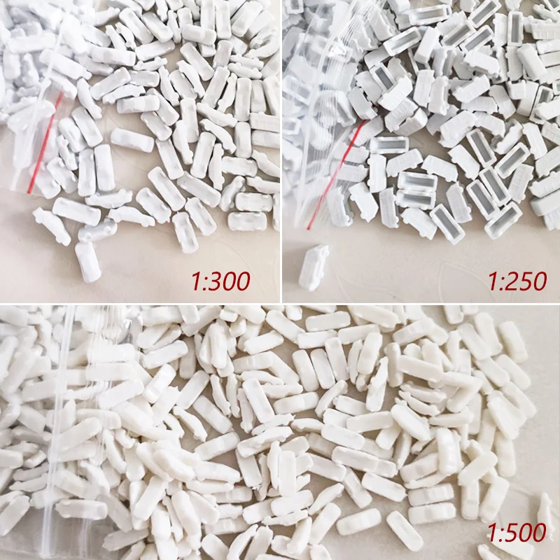 

Mini White Bus/Car Model Scale 1:250 1:300 1/500 ABS Vehicle for Sand Table Street/Raod Layout Accessory Diorama Kits 100pcs