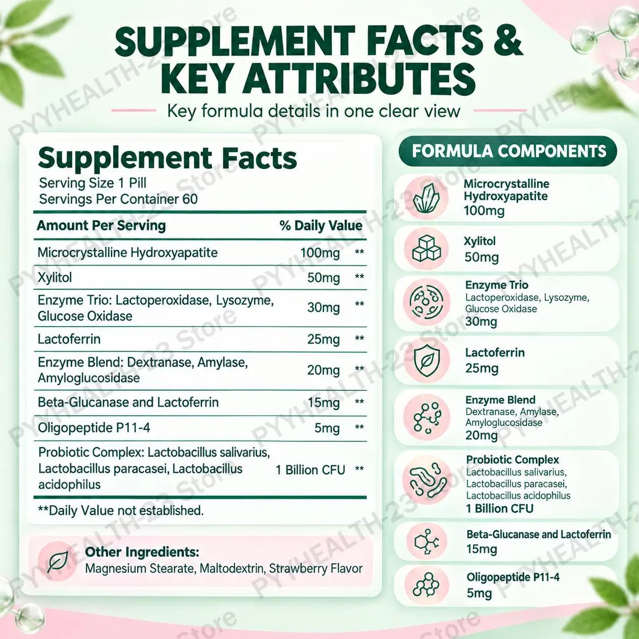 Oral Defence Tablets Enhance Dental Enamel Strength Maintain Oral Flora Balance Reduce Bad Breath Promote Gut Wellness 60 Pills