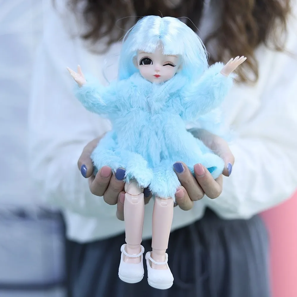 Multicolor 1 Set Long Sleeve Soft Fur Coat Tops Dress Winter Warm Casual Wear Accessories Clothes for Barbie Doll Kids Toy view 6