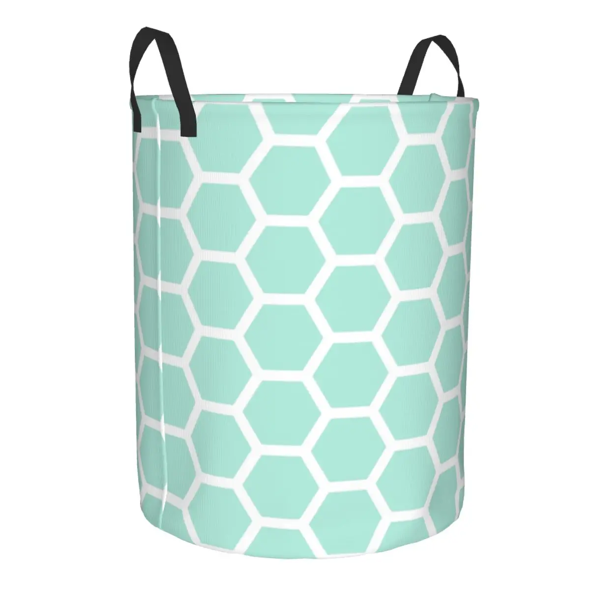 Custom Mint Honeycomb Laundry Basket Foldable Mid Century Modern Geometric Toy Clothes Hamper Storage Bin for Kids Nursery