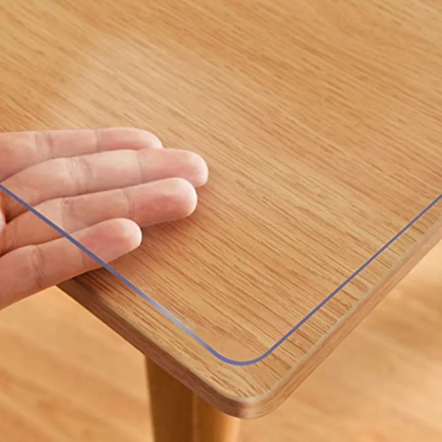 

48X48 Inch Clear Plastic Table Cover Protector Dining Room Tablecloth Clear Table Pad Heat Resistant Waterproof Transparent Des