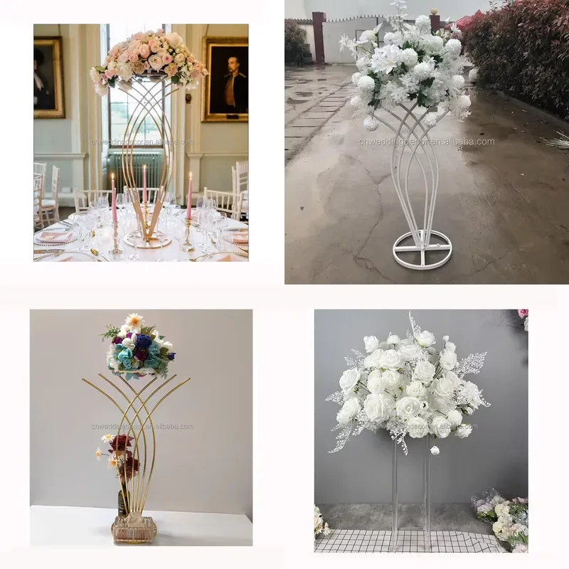 for Wedding Flower Ornament Bracket Small Metal High Geometric Vase Stand for Table Decoration