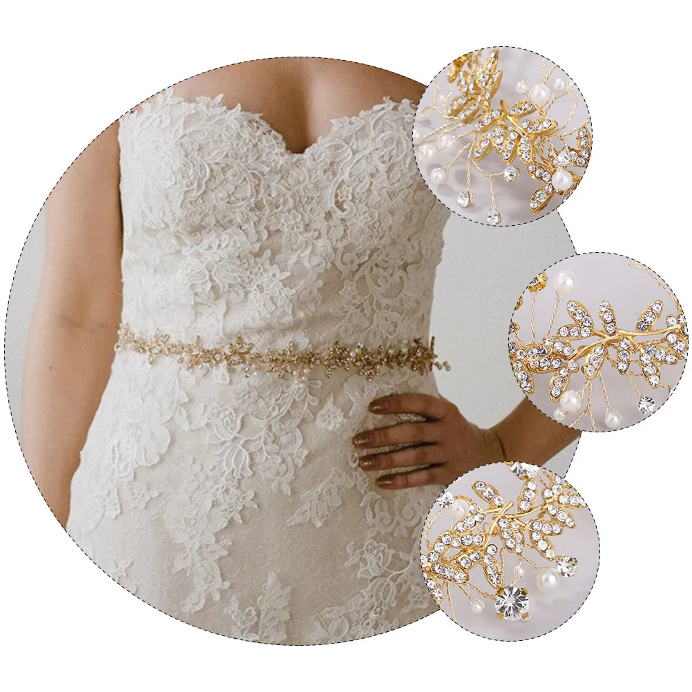 

Diamond Pearl Bridal Belt Rhinestone Wedding Dress Belt Bridal Sash Elegant Waistband for Brides Bridesmaid Formal Occasions