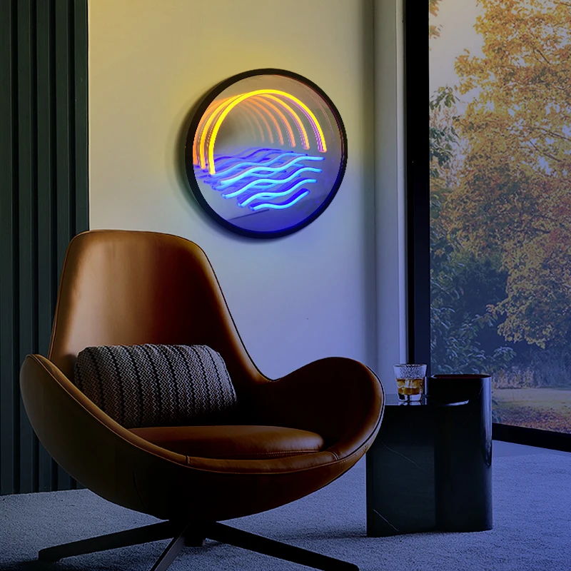 New Arrivals  Neon Design Wall Decorative Hanging Makeup Mirror Led Infinity Mirror