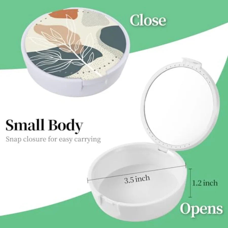 Retainer Case, Denture and Orthodontic Aligner Case With Mirror and Ventilation, Desert Leaf