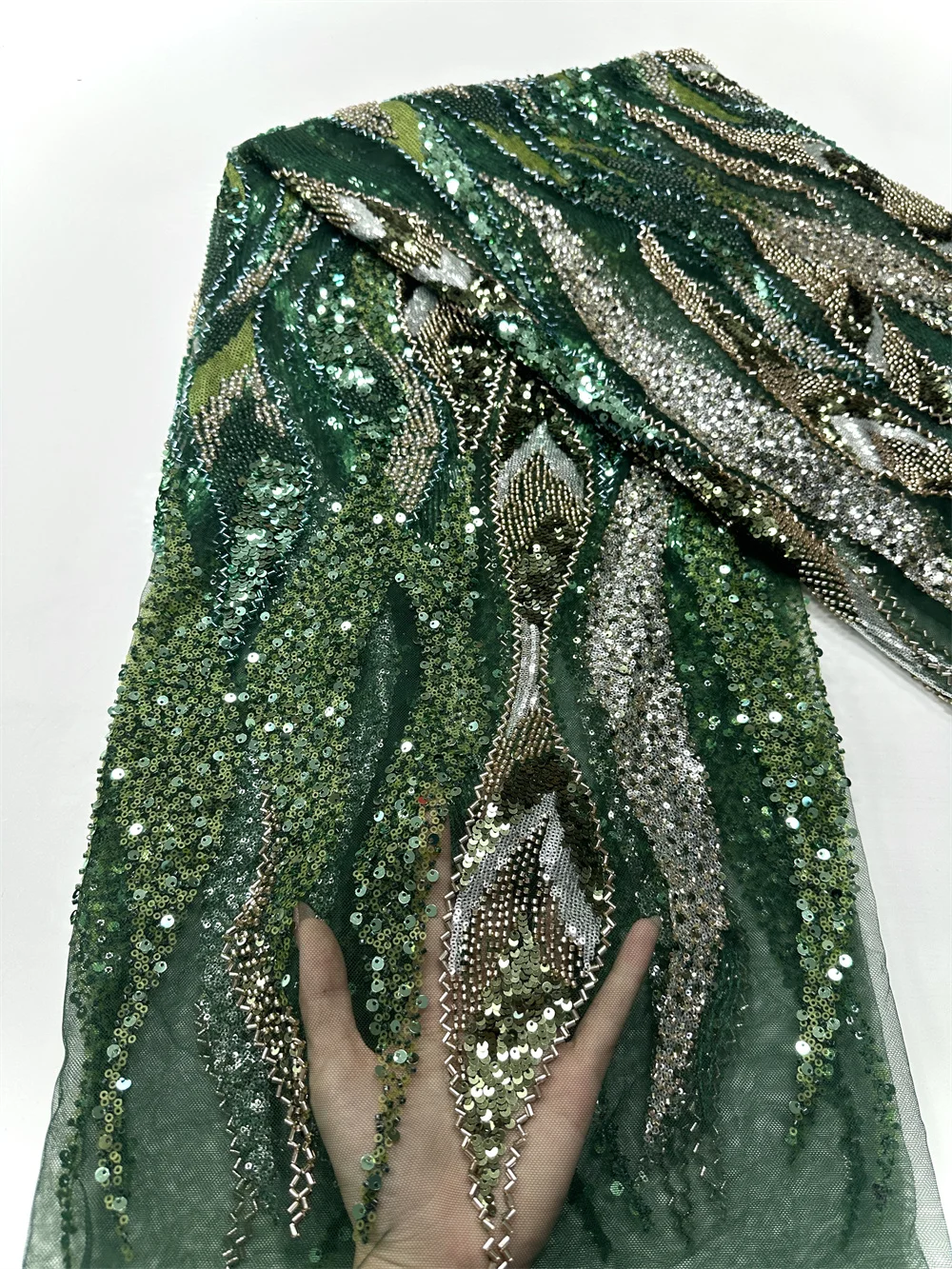 

African Lace Fabric Sequins Beaded Embroidery Groom Nigerian Bridal 2025 High Quality French Tulle Lace Fabric For Wedding