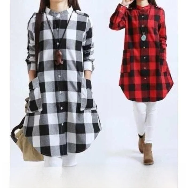 

Women's Cotton Casual Shirts Loose Blouse Long Tops Cleanfit Style A-Line Sleeve Short Sleeve Thin Winter Collection