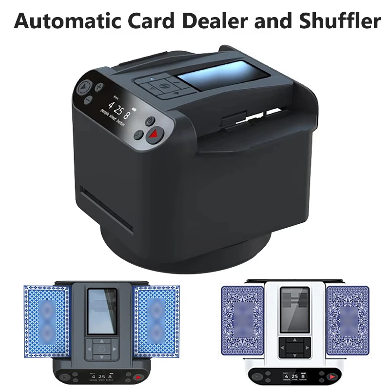 

5200mAh Rechargeable 2-in-1 Automatic Cards Dealing Shuffling Machine 360° Rotating Card Dealer Shuffler Electric Poker Tools