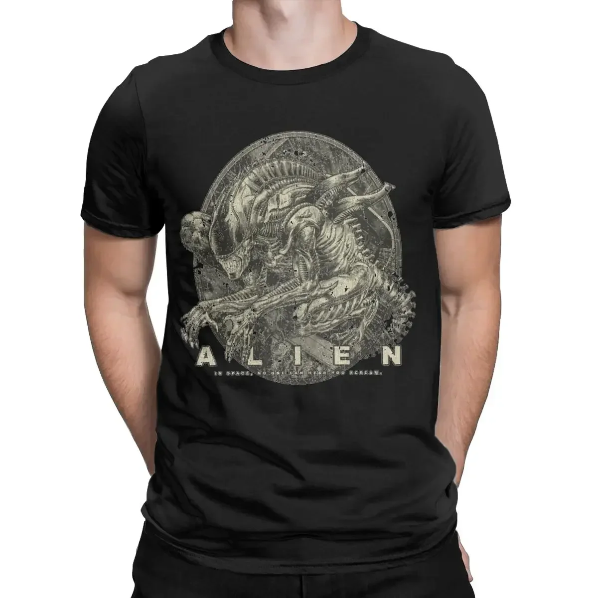 erkek pamuk Vintage t-shirt Crewneck Tee gömlek kısa kollu giyim artı boyutu Xenomorph 1979 Alien film T Shirt  streetwear