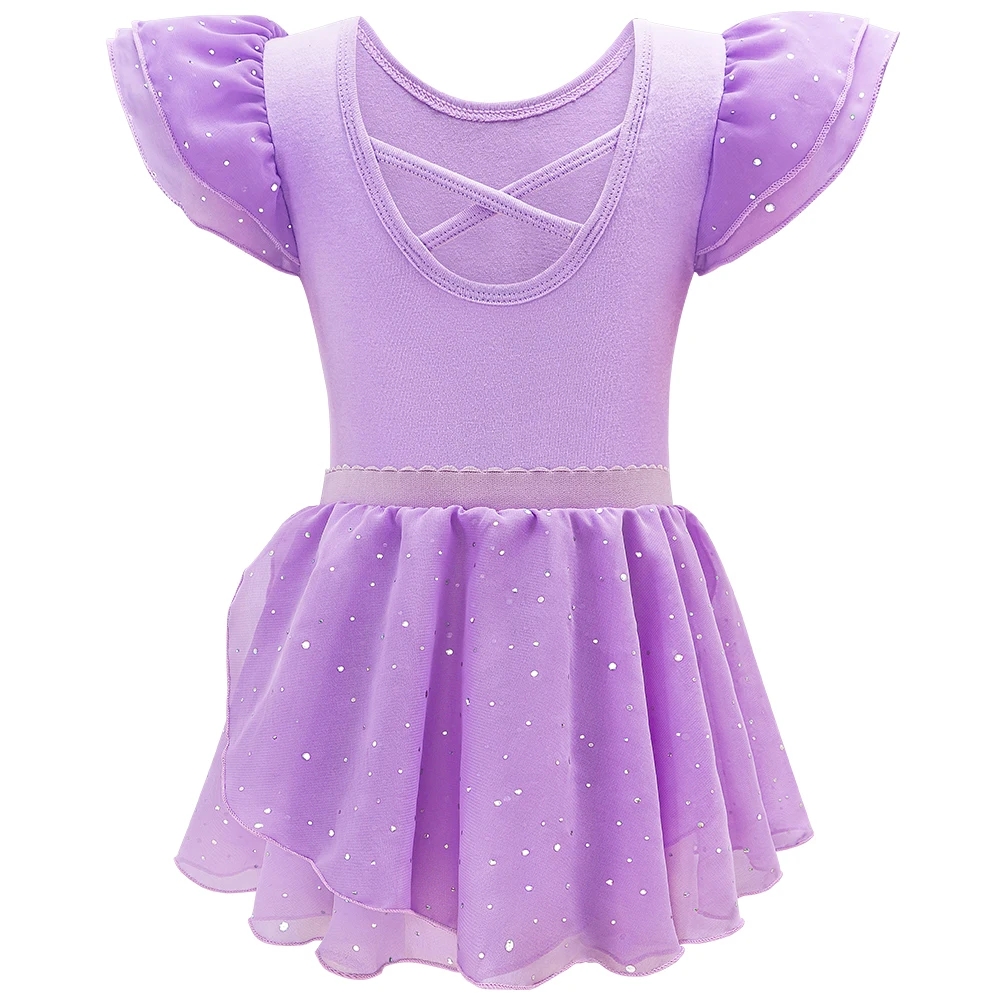 女の子バレエダンスレオタード取り外し可能なチュチュ幼児ダンスドレススカートバレリーナフリルスリーブコスチューム