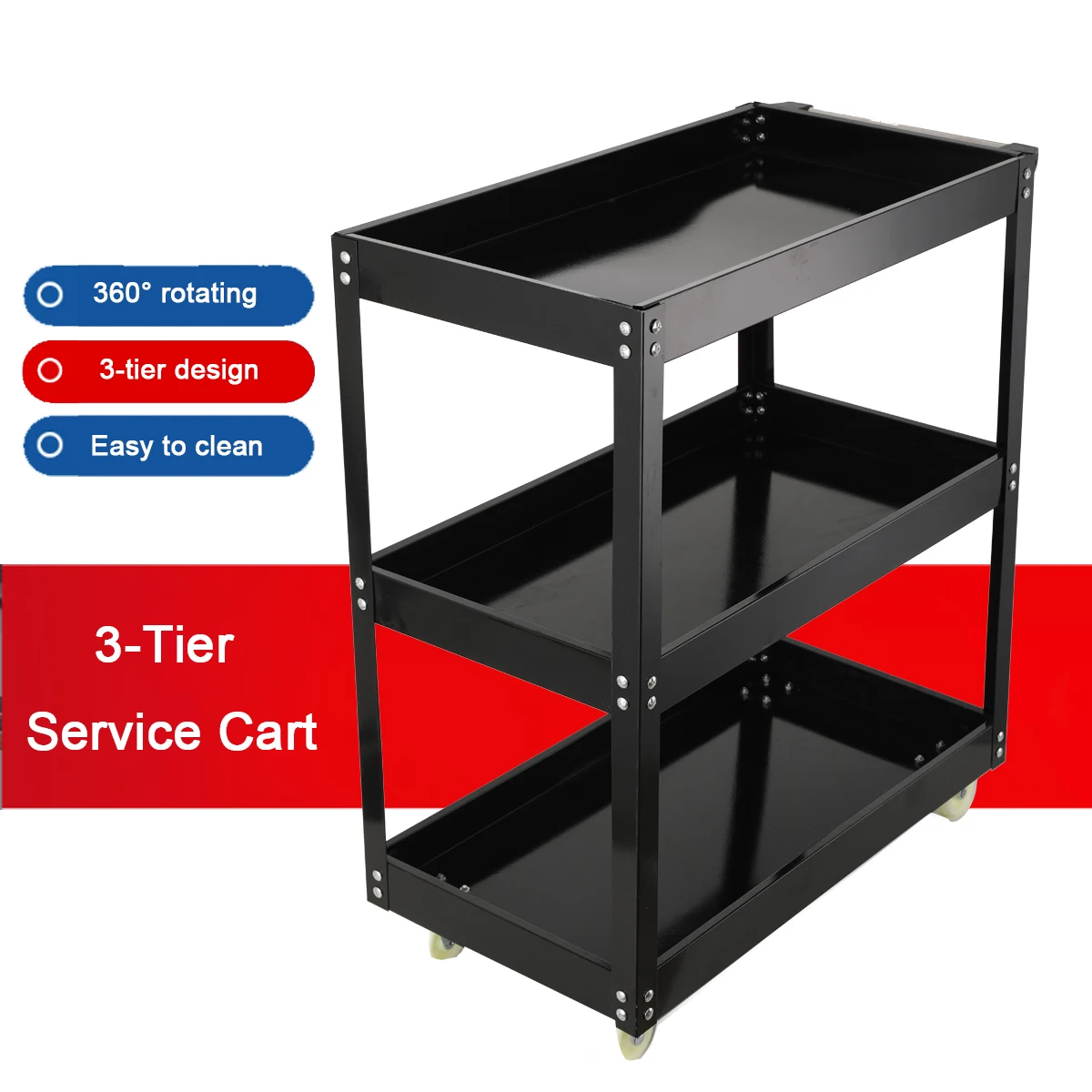 

Heavy Duty 3 Tier Rolling Cart Organizer Workshop Hardware Mobile Multifunction Utility Carts With Drawer Hooks Tool Trolley