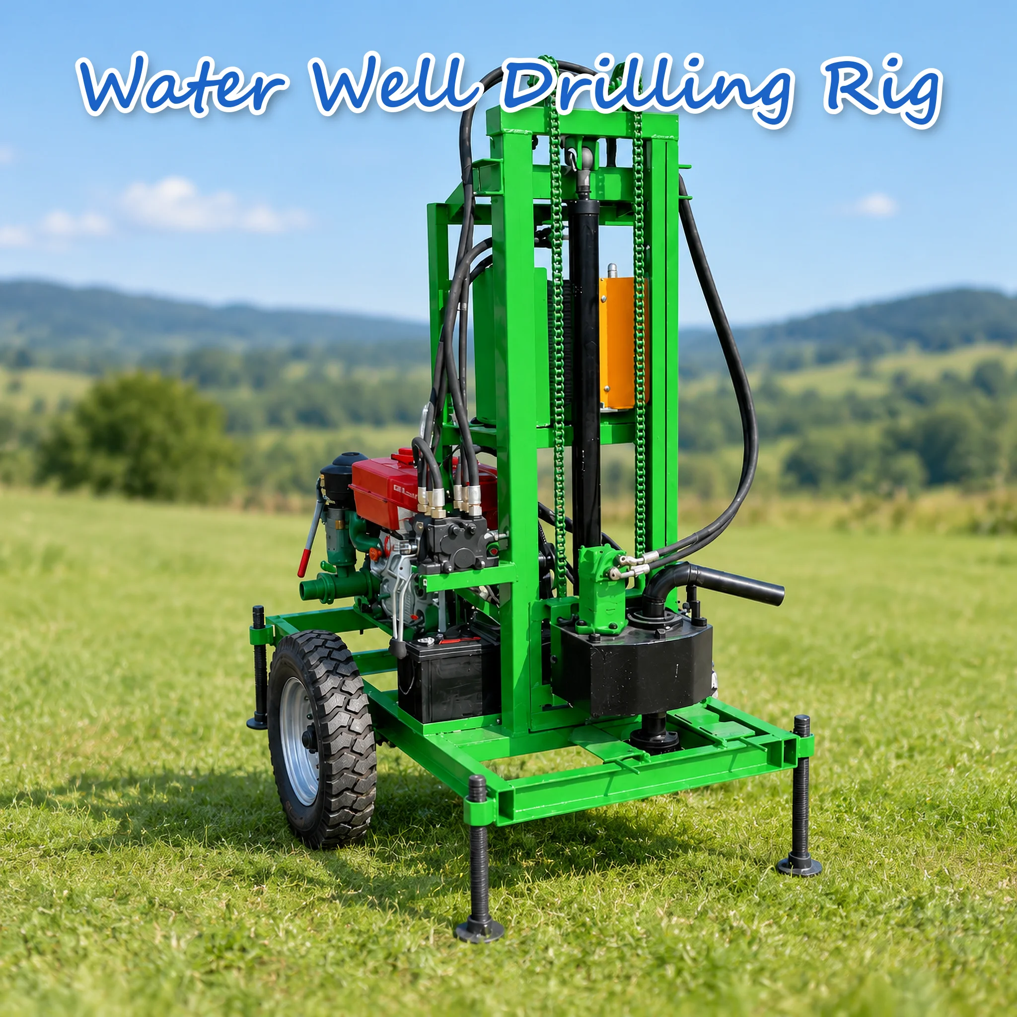 Customized Diesel Driven Full Hydraulic Water Well Drill Machine 22 to 35HP Small Build for Field Irrigation High Output Rate