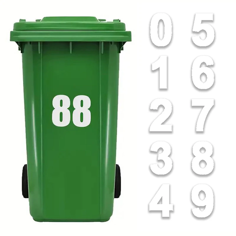Self-Adhesive Trash Can Labels Wheelie Bin Number Sticker Durable Outdoor Label Garage Trash Can Numeber Stickers Weatherproof