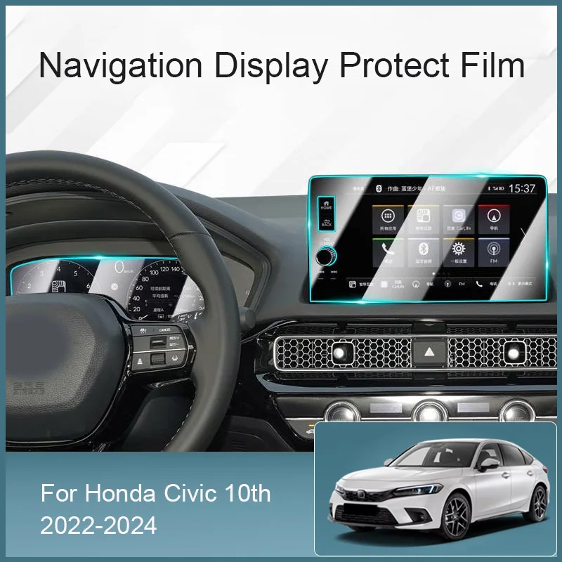 

For Honda CIVIC 10th 2022-2024 Car GPS Navigation Screen Protect Tempered Film Auto Dashboard Display TPU Sticker Accessories