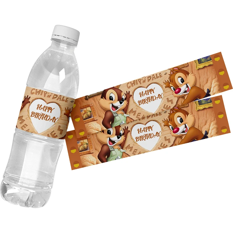 24 Chiếc Chip 'N' Dale Chủ Đề Chai Nhãn Dán Tùy Chỉnh Tên Văn Bản Miếng Dán Cho Bé Sinh Nhật Lễ Rửa Tội Ngày Lễ Cưới Trang Trí