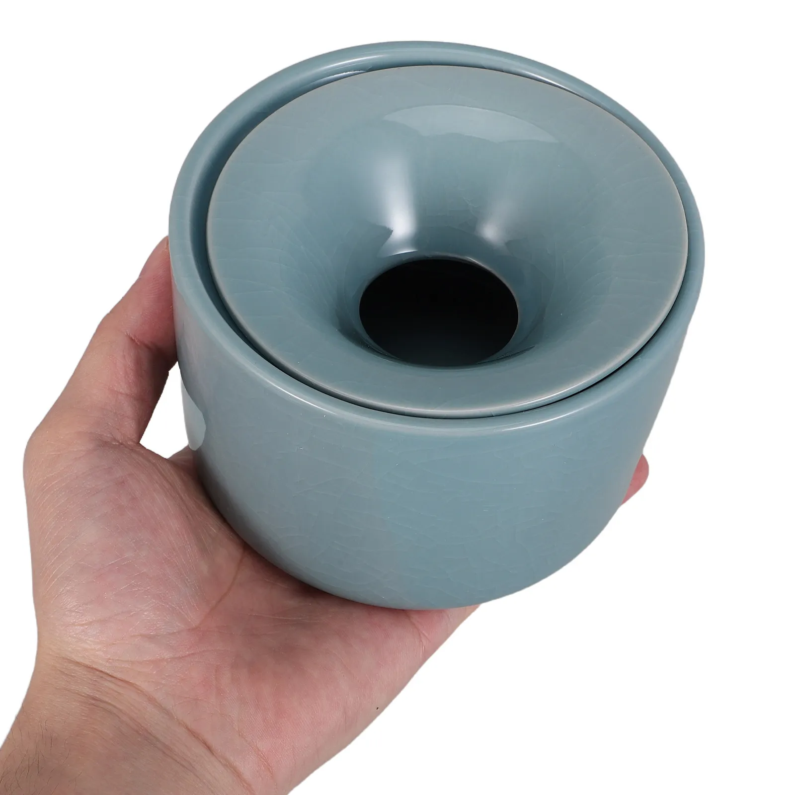 

Chinese Ceramic Ashtray: Porcelain Smoking Ash Tray with Lid - Windproof Cigarette Ash Holder for Indoor Outdoor Smokers - Home