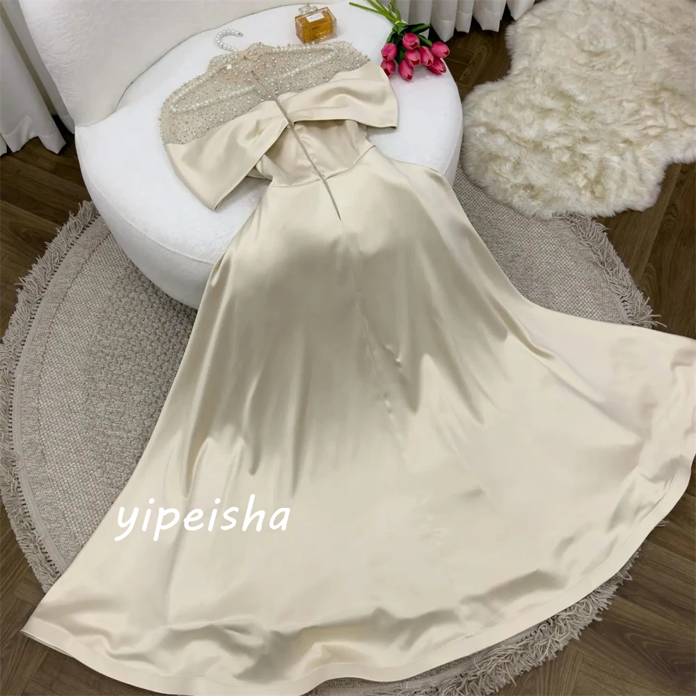 Vestido de fiesta elegante con cuello alto para mujer, lentejuelas/lentejuelas, faldas hasta el suelo de tul, vestido de noche Charmeuse