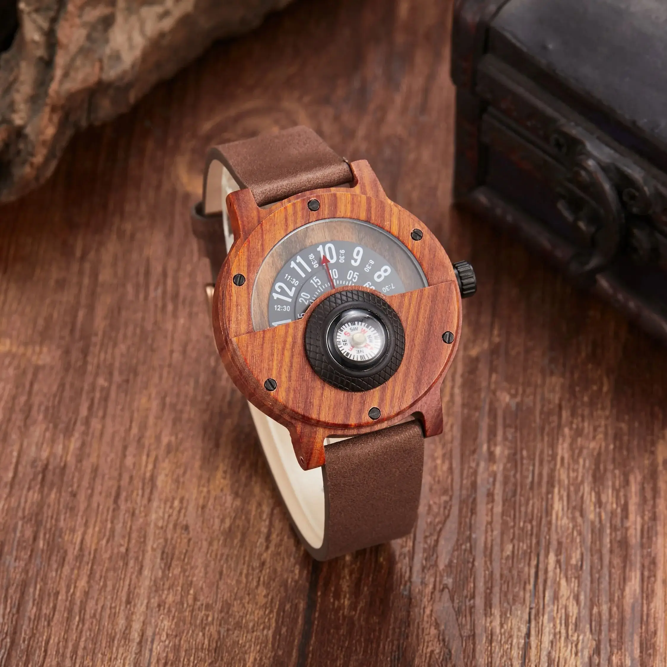 2025 Nuevo reloj de madera creativo personalizado, relojes de cuarzo para hombres, relojes para hombres, reloj masculino