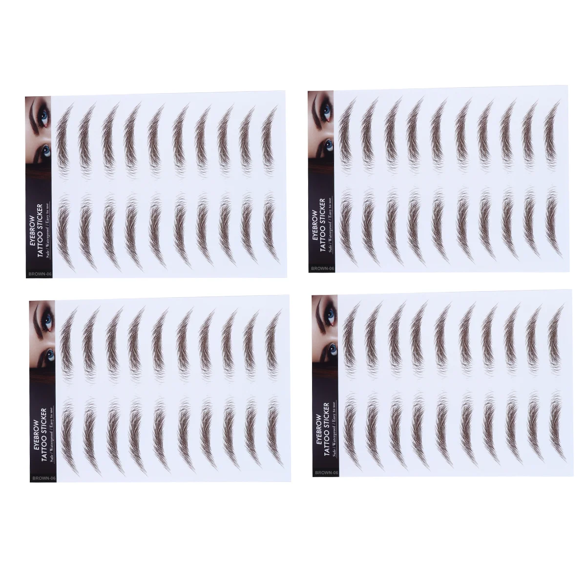 

4Pcs Eyebrow Stickers 6d Hair-Like Fake Eyebrows Waterproof Reusable Transfer Stickers Multiple Styles for Women