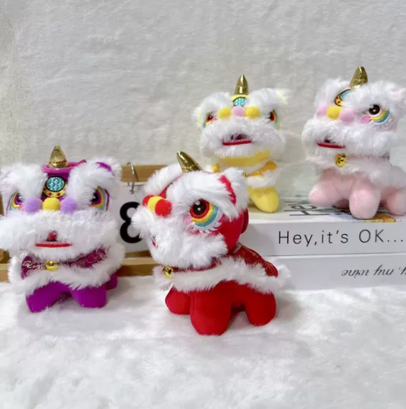 

Cartoon Lion Dance Keychain Awakened Lion Year of Horse Lion Dance Pendant Chinese Style Plush Toy Doll Chinese New Year Gift