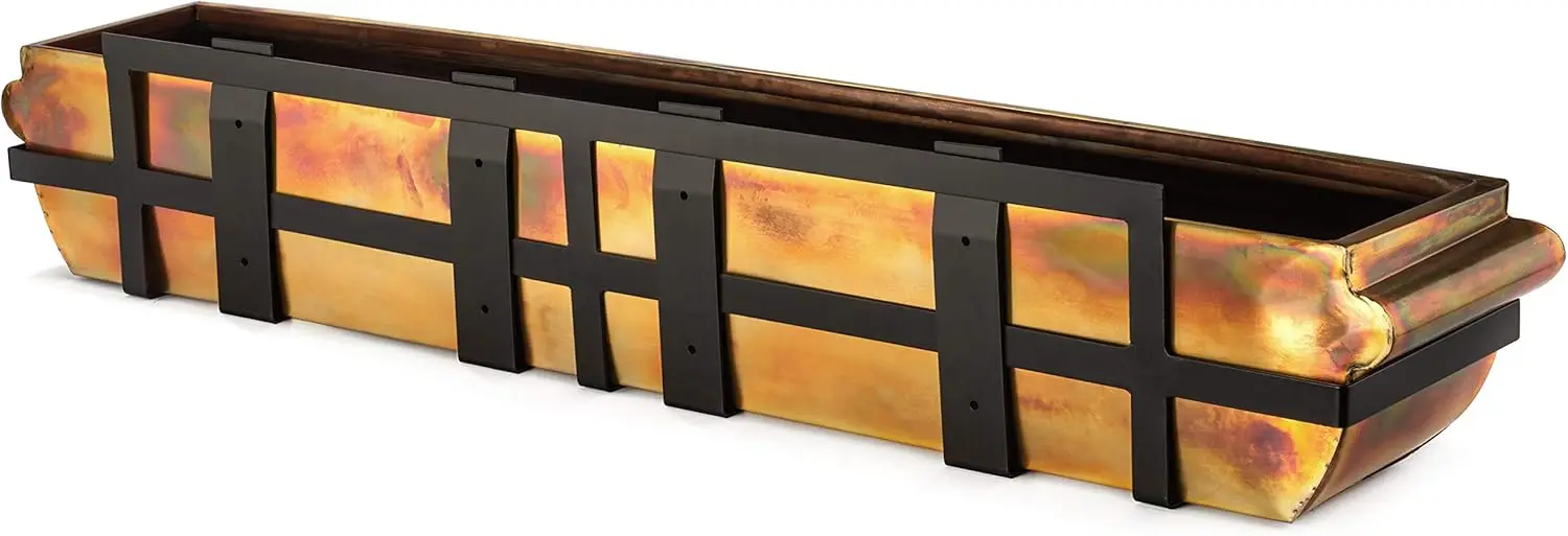 Window Planter Box Rustic Copper Flower Plant Container for Windows Attach to House Deck Balcony Long Rectangular Shape 48 inch
