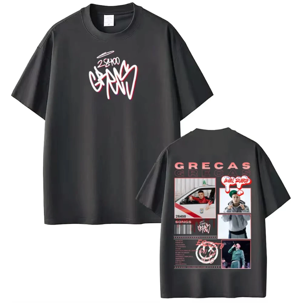 Rapper Grecas Tour 2026 Album-Print T-Shirt für Herren und Damen, Modisches Oversize-T-Shirt, Lässiges Kurzarm-Baumwoll-Shirt, Streetwear – Detail 4