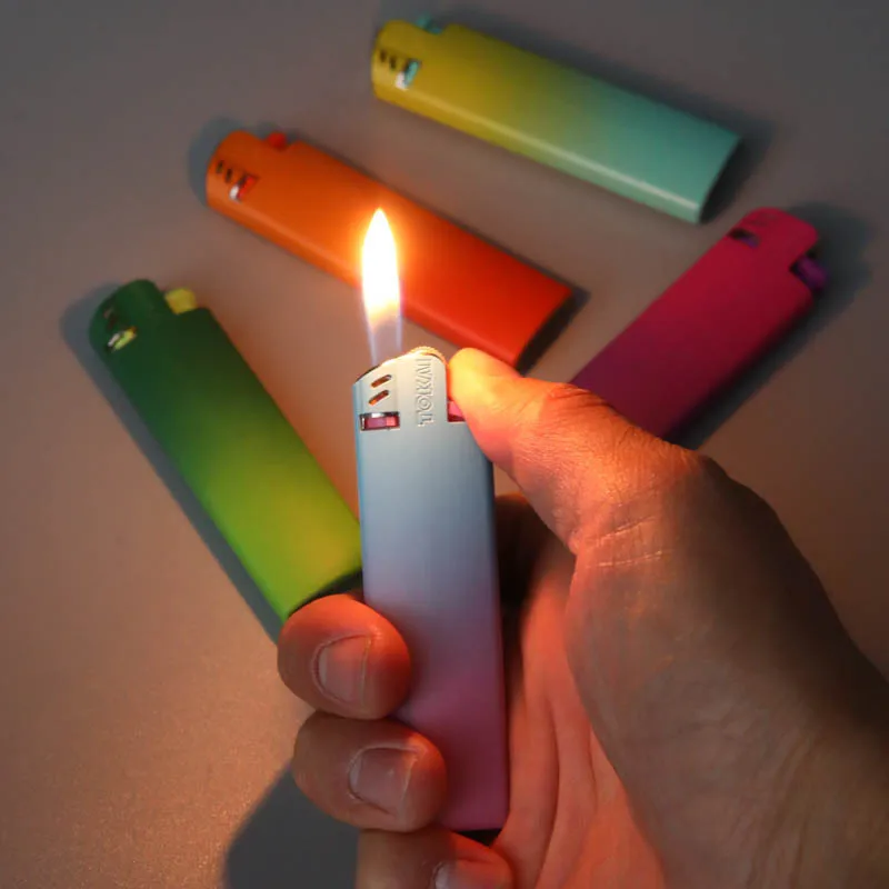 

Newest Ultra-thin Explosion-proof Disposable Creative Personalized Grinding Wheel Gradient Metal Lighter Men's Cigarette Lighter